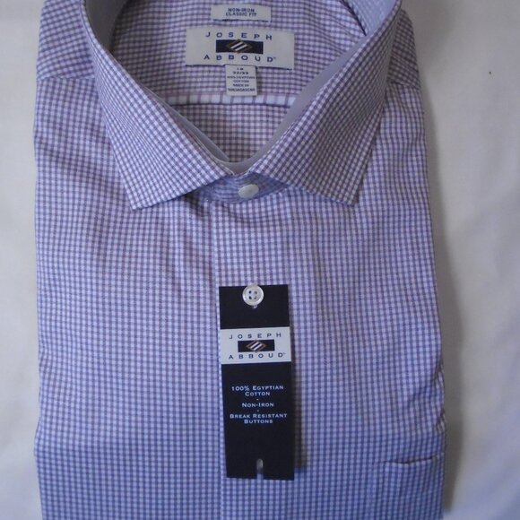 Men's Joseph Abboud Brown Check Button Down Dress Shirt 18 32/33 - Picture 1 of 4